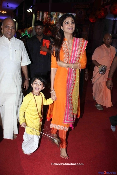 Shilpa Shetty in Orange Churidar Salwar Kameez at ISKCON Temple | Indian Fashion Updates | Scoop.it