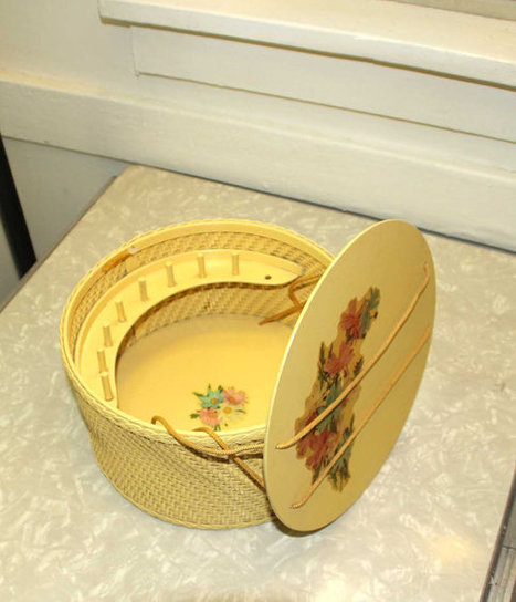 Vintage Pastel Yellow with Floral Decals Princess of Algonquin Wicker Sewing Basket Sewing Kit | Vintage Living Today For A Future Tomorrow | Scoop.it