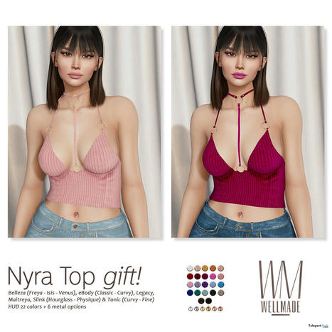 Nyra Top Fatpack April 2022 Group Gift by [WellMade] | Teleport Hub - Second Life Freebies | Second Life Freebies | Scoop.it