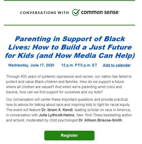 Parenting in Support of Black Lives:   How to Build a Just Future for Kids   (and How Media Can Help) - Wed. June 17 - 3:00 p.m. EST  | iGeneration - 21st Century Education (Pedagogy & Digital Innovation) | Scoop.it