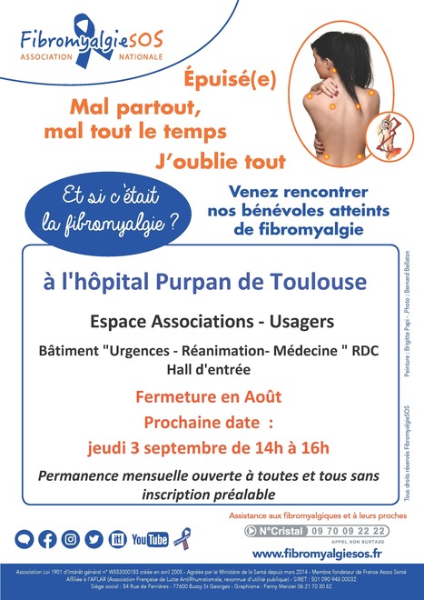 Pas de permanence &agrave; Purpan (Toulouse) en ao&ucirc;t (arr&ecirc;t estival) | Association FibromyalgieSOS | Scoop.it