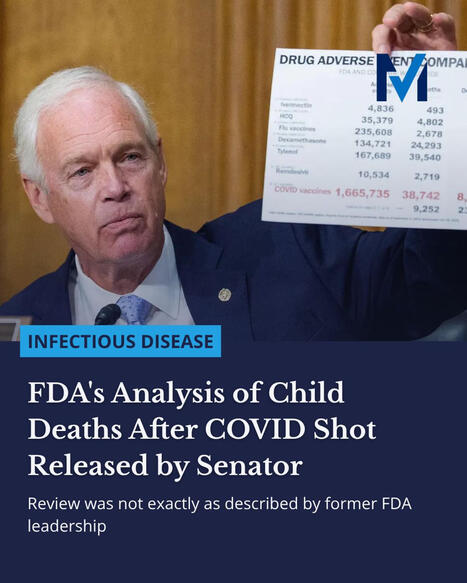 Sen. Ron Johnson (R-Wis.) released the FDA analysis on pediatric deaths tied to COVID shots that was touted by former FDA leadership but never made public. Last November, former Center for Biologi... | H&eacute;sitations Vaccinales: Observatoire HESIVAXs | Scoop.it