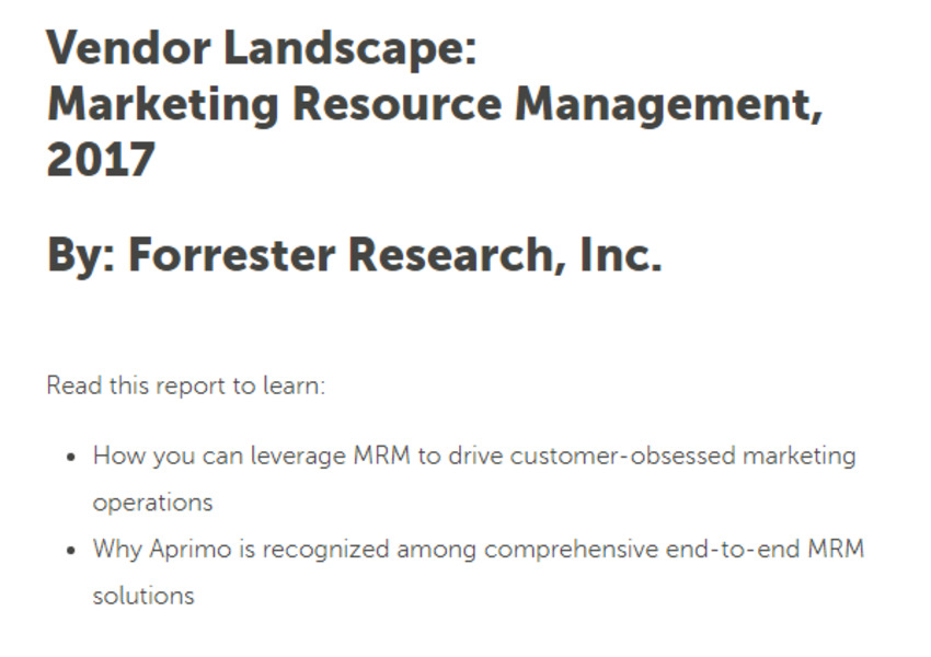 [FREE] Forrester's Marketing Resource Management Vendor Landscape - Aprimo | The MarTech Digest | Scoop.it