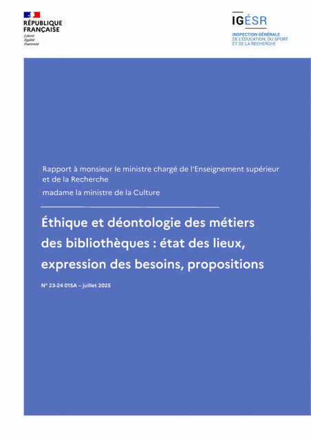 &Eacute;thique et d&eacute;ontologie des m&eacute;tiers des biblioth&egrave;ques | Veille juridique du CDG13 | Scoop.it