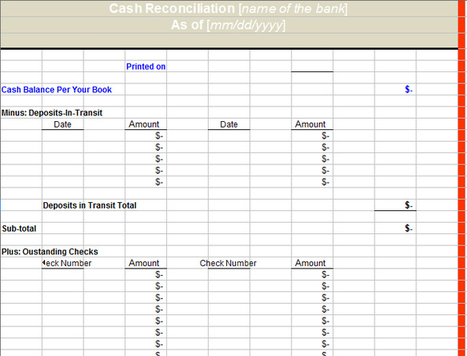 Sample Bank Reconciliation Statement Format Microsoft Office