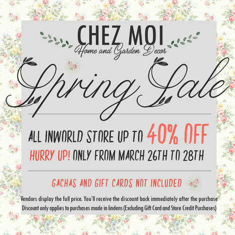 Chez Moi – The Spring Sale Is On!! | Second Life Freebies and bargains | Scoop.it