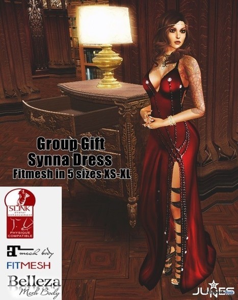 Synna Dress August 2016 Group Gift by JUNES | Teleport Hub - Second Life Freebies | Teleport Hub | Scoop.it