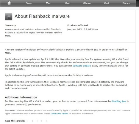Malware Flashback : Apple prépare son patch et contacte les FAI | ICT Security-Sécurité PC et Internet | Scoop.it