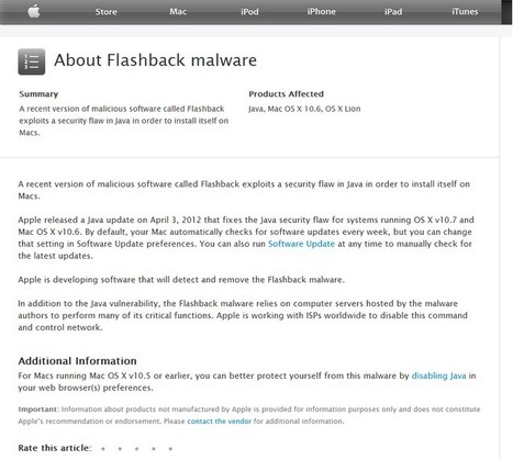 Malware Flashback : Apple prépare son patch et contacte les FAI | Apple, Mac, MacOS, iOS4, iPad, iPhone and (in)security... | Scoop.it