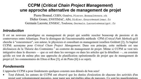 CCPM (Critical Chain Project Management) une approche alternative de management de projet | 6 pages - IMT Mines d'Albi - P. Bonnal D. Gourc et G. Lacoste | Chaîne Critique | Scoop.it