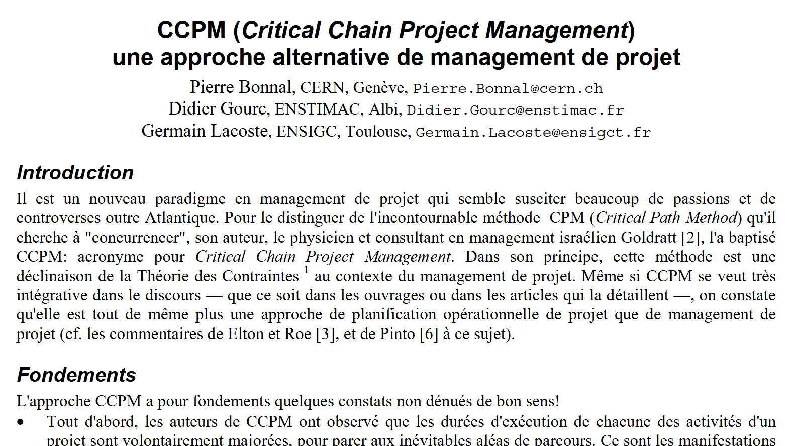 CCPM (Critical Chain Project Management) une ap...