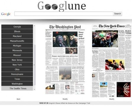 La une des grands journaux am&eacute;ricains en page d'accueil, Googlune.com | Geeks | Scoop.it