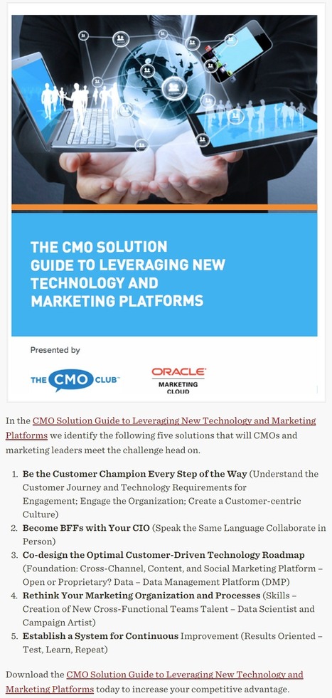 [FREE REPORT] The CMO Technology Conundrum And How To Solve It | Oracle Marketing Cloud | The MarTech Digest | Scoop.it