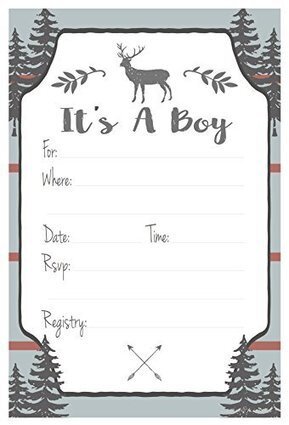 Rustic Deer Boy Baby Shower Invitations