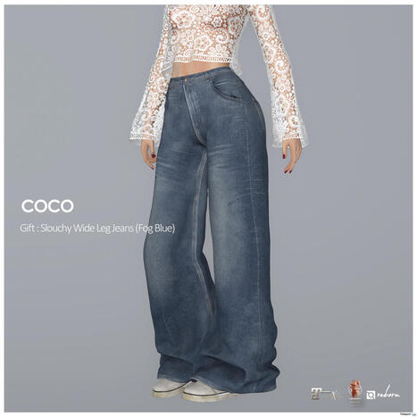 Slouchy Wide Leg Jeans Fog Blue September 2026 Group Gift by COCO Designs | Teleport Hub - Second Life Freebies | Second Life Freebies | Scoop.it