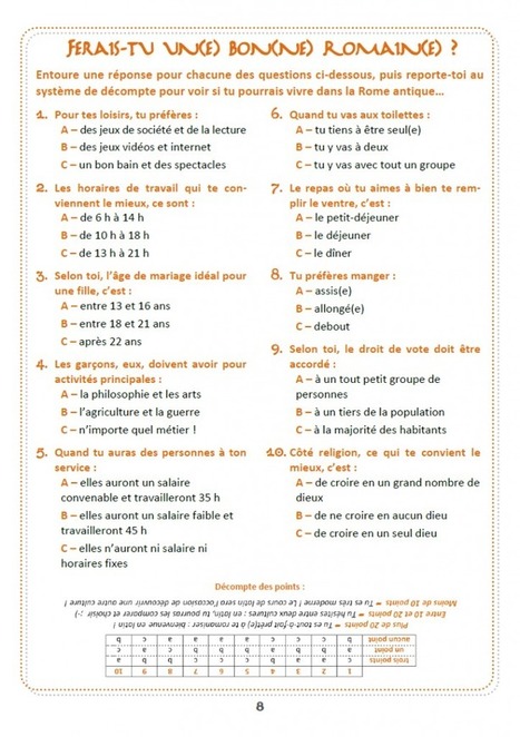 QUIZZ : Ferais-tu un(e) bon(ne) Romain(e) ? – Initiation des élèves de 6e au latin - Arrête ton char | Salvete discipuli | Scoop.it