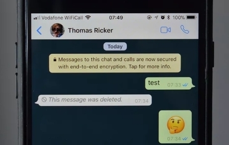 WhatsApp va permettre de supprimer les messages d&eacute;j&agrave; envoy&eacute;s - Blog du Mod&eacute;rateur | UseNum - Ressources p&eacute;dagogiques | Scoop.it