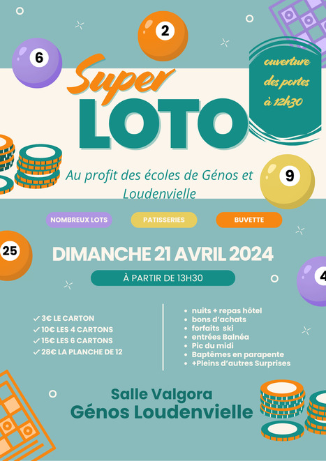 Loto des écoles de Génos et Loudenvielle dimanche 21 avril | Vallées d'Aure & Louron - Pyrénées | Scoop.it