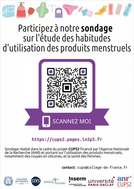 Produits menstruels et santé sexuelle et reproductive : contribuez au projet CUPS2 ! | Life Sciences Université Paris-Saclay | Scoop.it