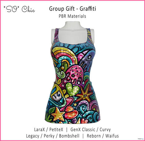 Graffiti PBR Dress April 2025 Group Gift by *SO* Chic | Teleport Hub - Second Life Freebies | Second Life Freebies | Scoop.it