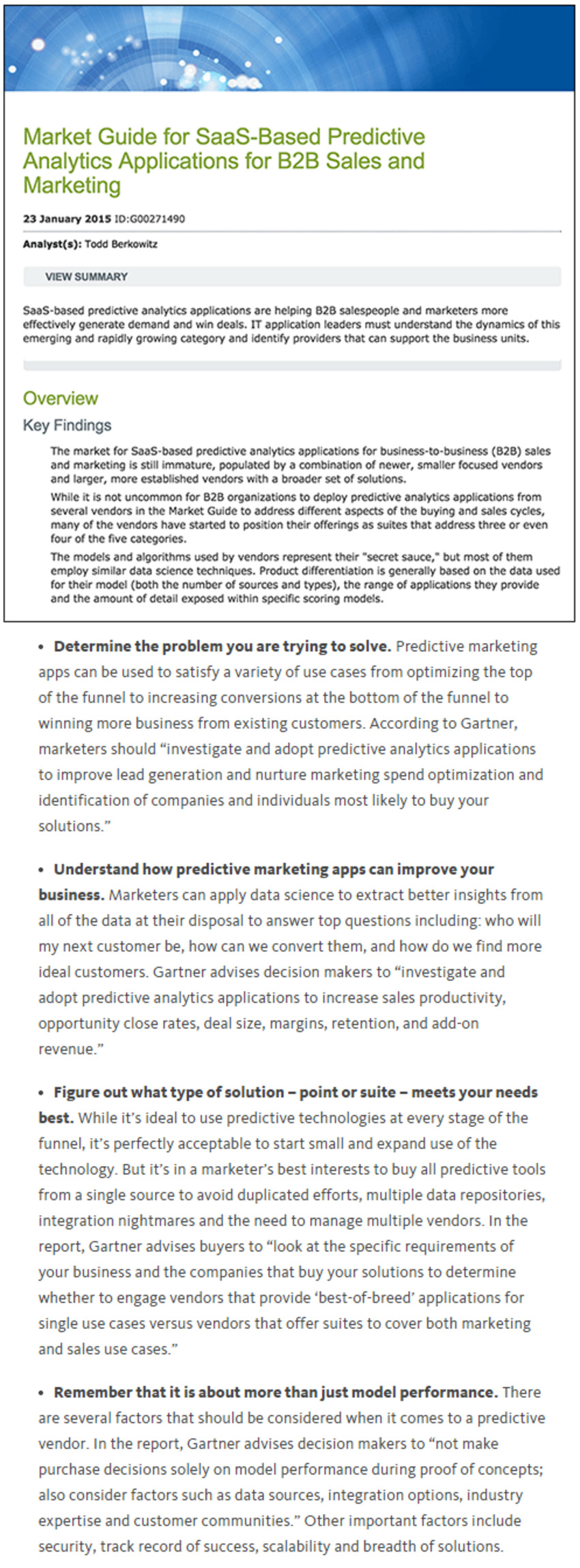 [FREE REPORT] Dissecting the Predictive Marketing and Sales Market: A Look from Gartner | Lattice Engines | The MarTech Digest | Scoop.it
