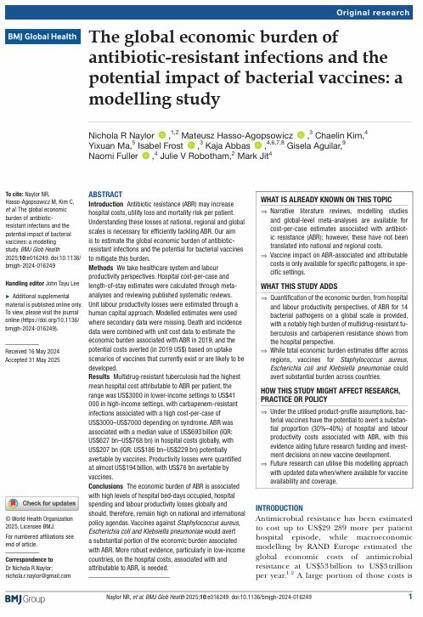 📄 A new modelling study has found that bacterial vaccines could potentially avert up to US$283 billion in economic losses through reducing hospital costs and productivity losses from… | Immunizati... | Hésitations Vaccinales: Observatoire HESIVAXs | Scoop.it