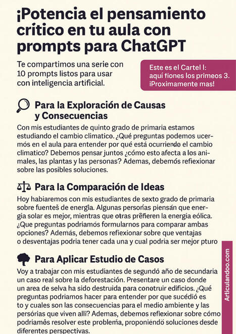 Potencia el Pensamiento Crítico en el Aula – Prompts para ChatGPT – | Recull diari | Scoop.it