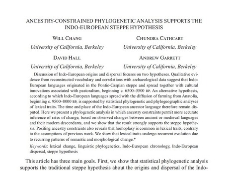 Indo-European languages emerged roughly 6,500 years ago on Russian steppes, new research suggests | Amazing Science | Scoop.it