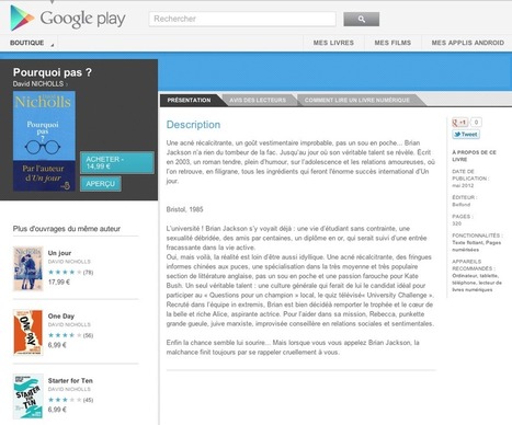 France : une librairie d'ebooks sur Google Play | UseNum - Culture | Scoop.it