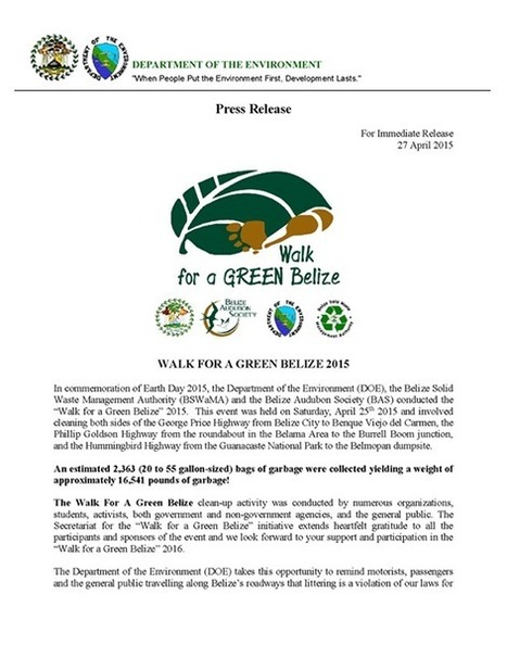 Walk for a Green Belize 2015 Statistics | Cayo Scoop!  The Ecology of Cayo Culture | Scoop.it