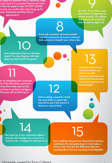 e-learning, conocimiento en red: Fifteen rules of netiquette for online discussion boards [INFOGRAPHIC] [infografía] | Creative teaching and learning | Scoop.it