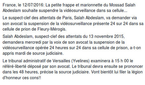 Salah Abdeslam souhaite suspendre la vidéosurveillance dans sa cellule | Actualités France | Scoop.it