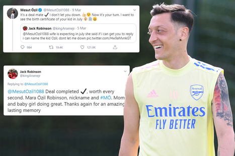 Die-hard Arsenal fan names newborn daughter after Mesut Ozil following Twitter challenge back in March | Name News | Scoop.it