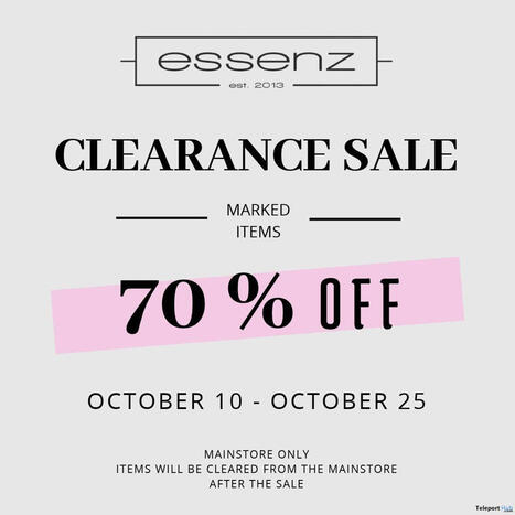 Essenz Clearance Sale 2026 | Teleport Hub - Second Life Events | Second Life Freebies | Scoop.it