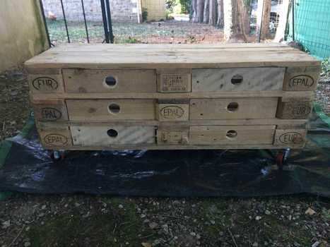 Meuble TV Avec Façades De Tiroirs / Pallet TV Stand with Six Drawers | 1001 Pallets ideas ! | Scoop.it