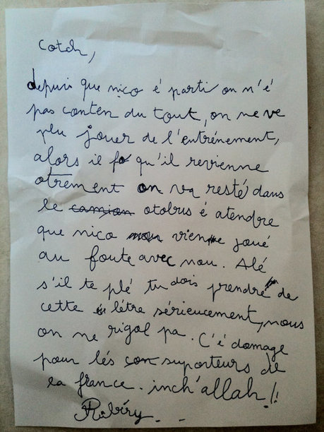 EXCLUSIF ! La lettre écrite par Ribery et lue par Domenech lors de la grève des joueurs de l'Equipe de France à Knysna | Mais n'importe quoi ! | Scoop.it