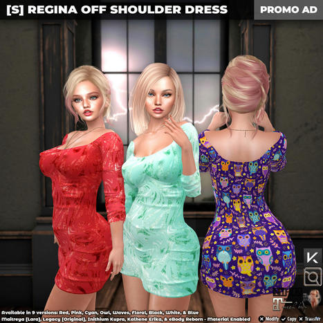 New Release: [S] Regina Off Shoulder Dress by [satus Inc] | Teleport Hub - Second Life New Releases / Deals | Second Life Freebies | Scoop.it