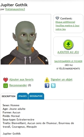 Echange : Extraterrestre Jupiter Gothik << Fraizesauxsims | Les Sims | Scoop.it