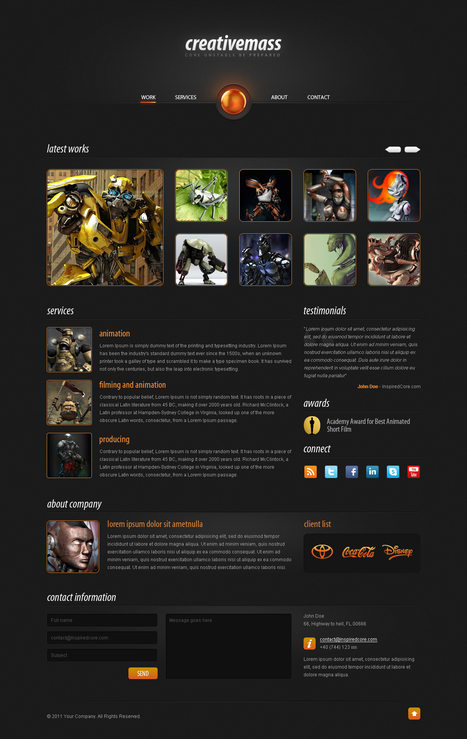 Creative Mass a Stunning Dark One Page Website Template (PSD) | Inspired Core | Website template | Scoop.it