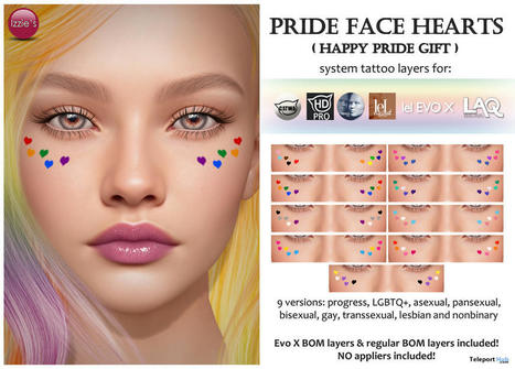 Pride Face Hearts BOM June 2022 Gift by Izzie&rsquo;s | Teleport Hub - Second Life Freebies | Second Life Freebies | Scoop.it