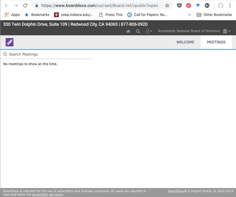 "No meetings to show at this time" Board Documents link from Rocketship Website // [Screenshot taken March 11th, 2019] | Charter Schools & "Choice": A Closer Look | Scoop.it