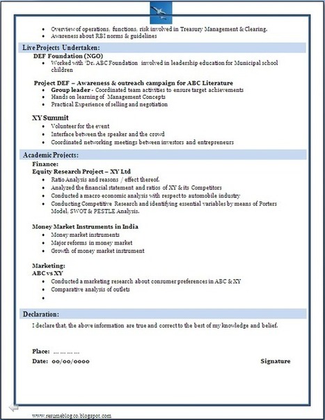 Resume Samples For Freshers Bcom | The Document Template