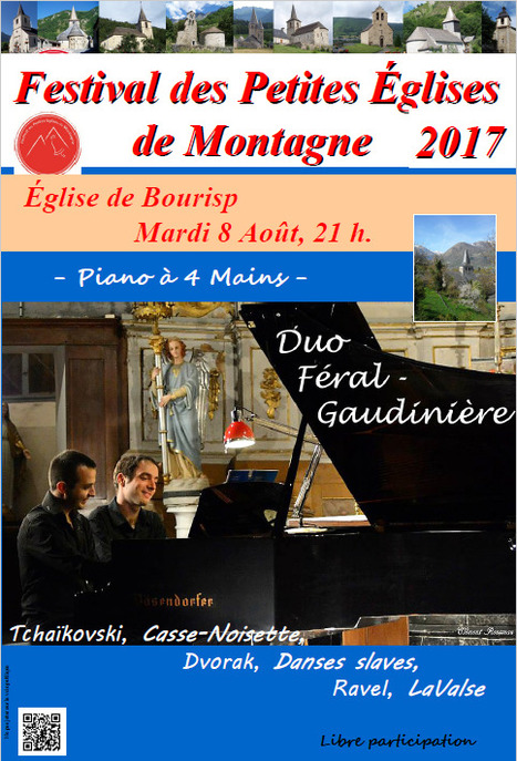 Festival des petites églises de montagne : piano à 4 mains en l'église de Bourisp le 8 août | Vallées d'Aure & Louron - Pyrénées | Scoop.it