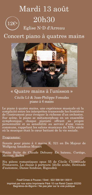 Festi'Cimes : concert de piano à quatre mains le 13 août à Arreau | Vallées d'Aure & Louron - Pyrénées | Scoop.it