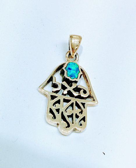 14k Yellow Gold Enameled Hamsa Pendant Charm Necklace Religious Judaica Fine Jewellery For Women Gifts For Her