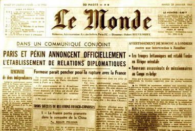 Soci&eacute;t&eacute; d'Histoire des Fran&ccedil;ais de Chine on LinkedIn: 27 janvier 1964 : la reconnaissance de la R&eacute;publique populaire de Chine&hellip; | Kunming-Yunnan | Scoop.it