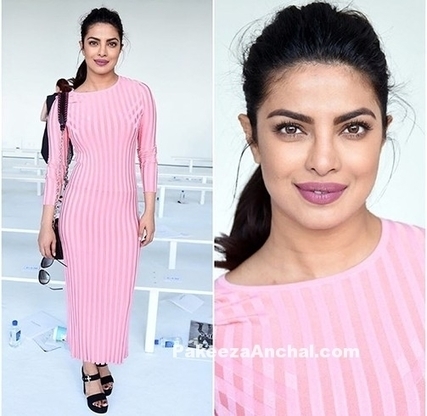 Priyanka Chopra in Pink Stripe Dress at New York Fashion Week | Indian Fashion Updates | Scoop.it