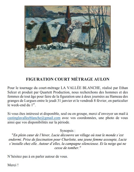 Figurants recherchés pour un court-métrage sur Aulon | Vallées d'Aure & Louron - Pyrénées | Scoop.it