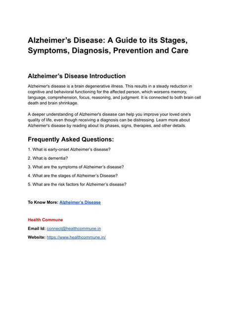 PPT - Alzheimer’s Disease: A Guide to its Stages, Symptoms, Diagnosis, Prevention and PowerPoint Presentation - ID:12859235 | Health Commune | Scoop.it