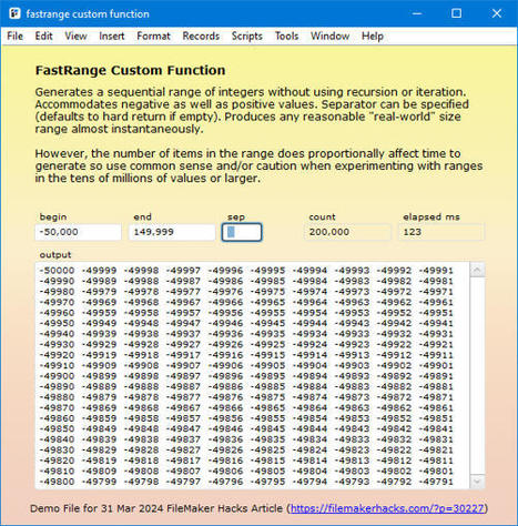 FileMakerHacks - FastRange Custom Function – | Claris FileMaker Love | Scoop.it